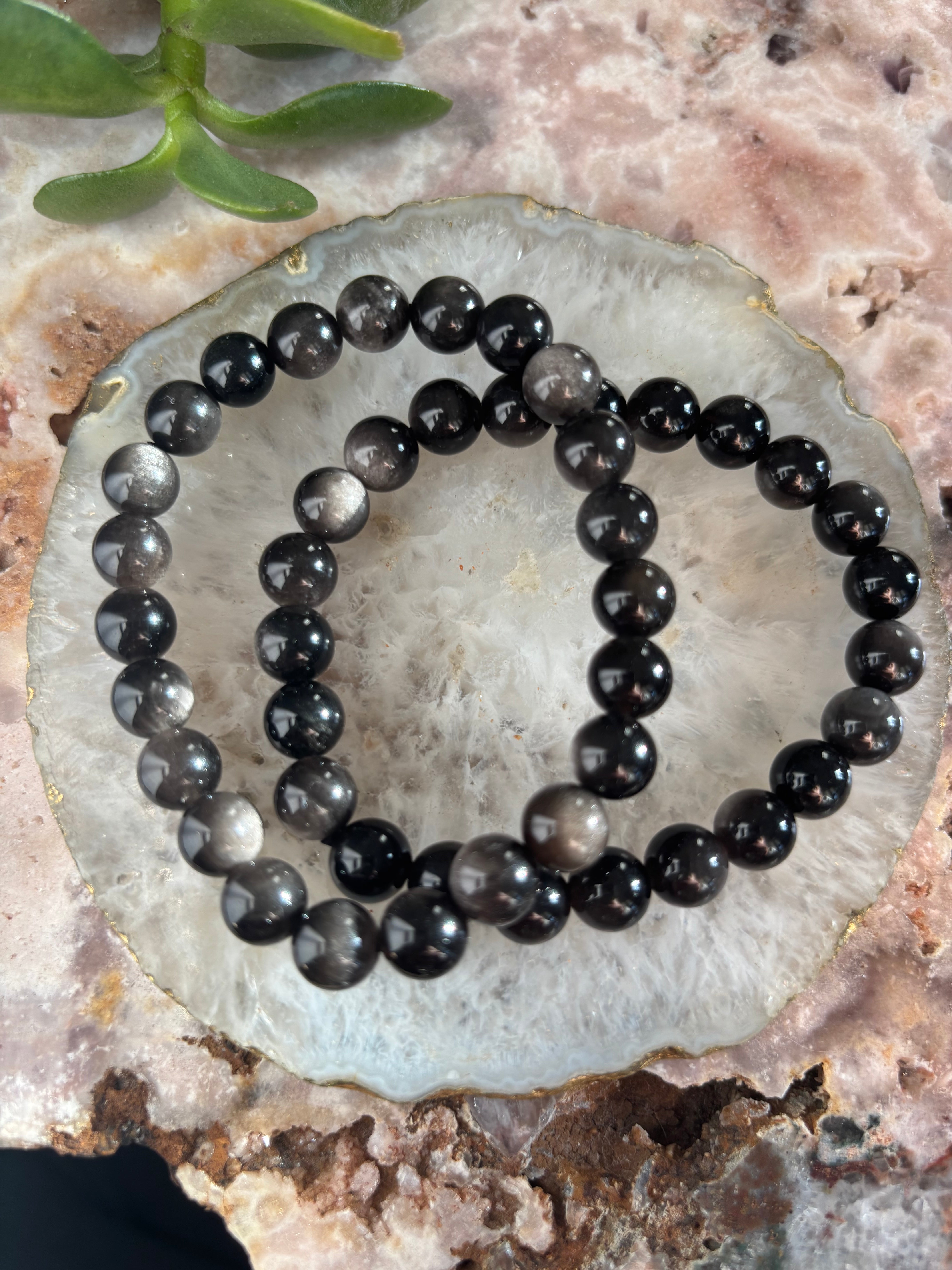 Silver Sheen Obsidian Bracelet