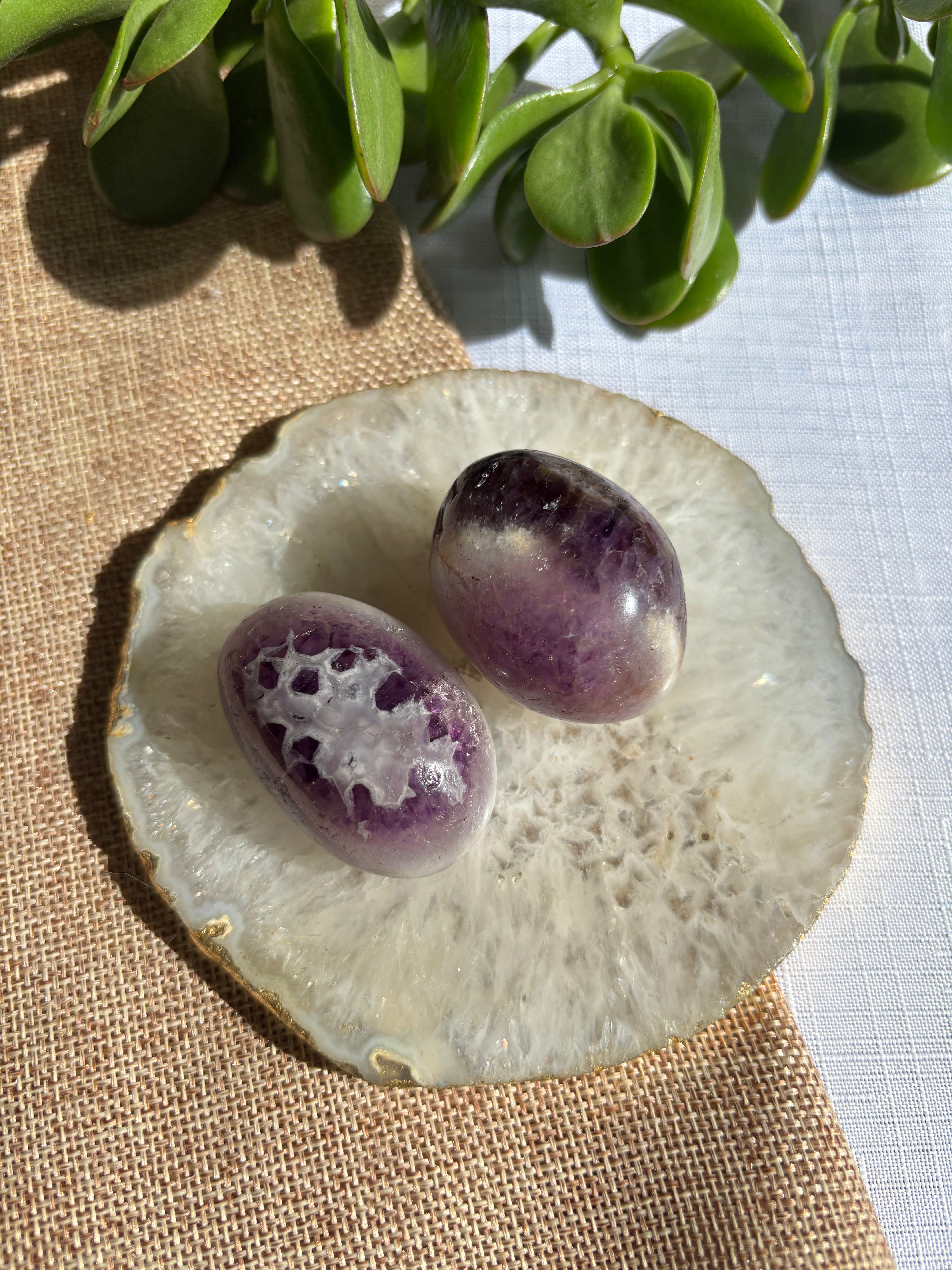 Chevron Amethyst Palm Stone
