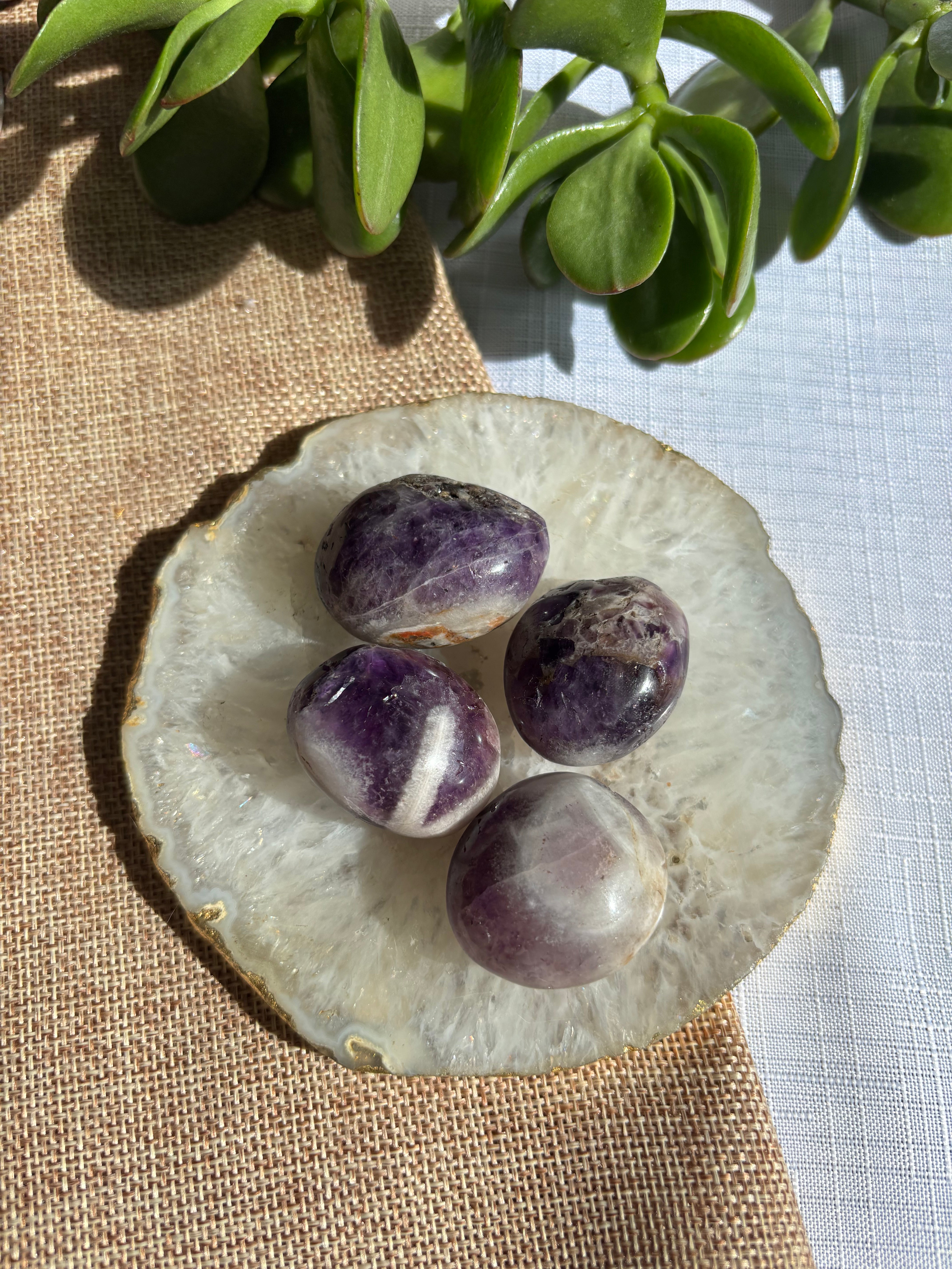 Chevron Amethyst Palm Stone