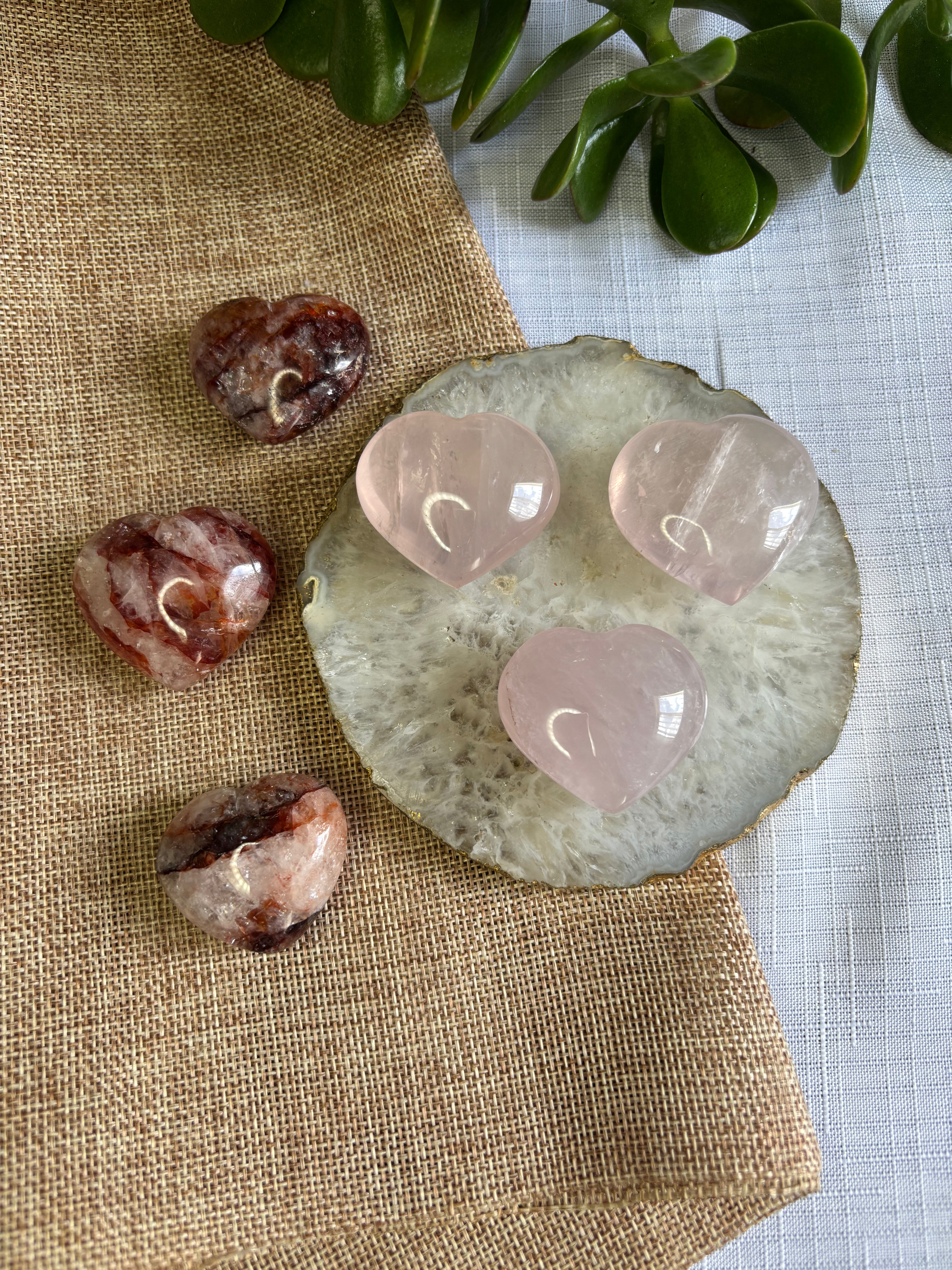 Rose Quartz & Fire Quartz Heart