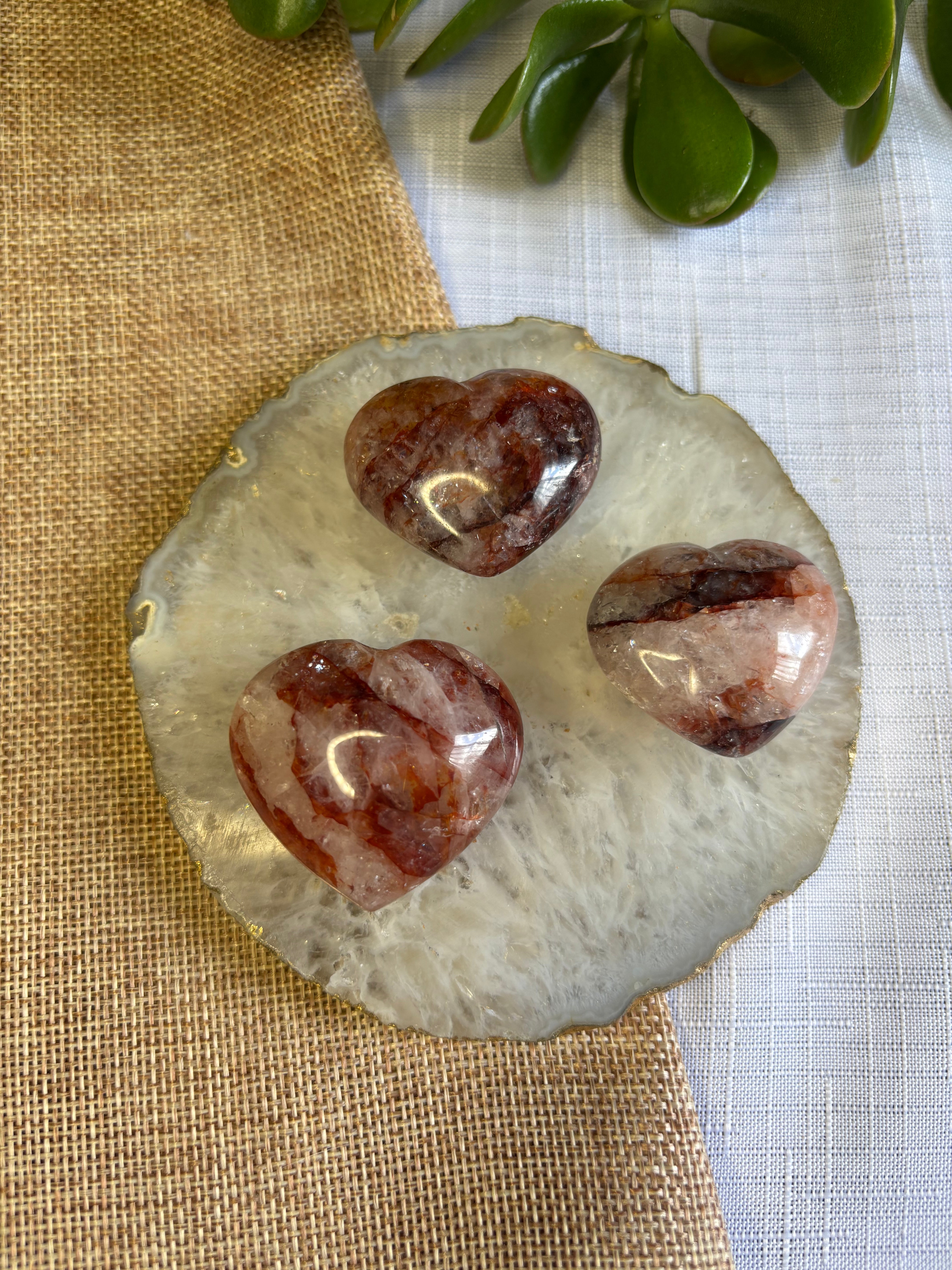 Rose Quartz & Fire Quartz Heart