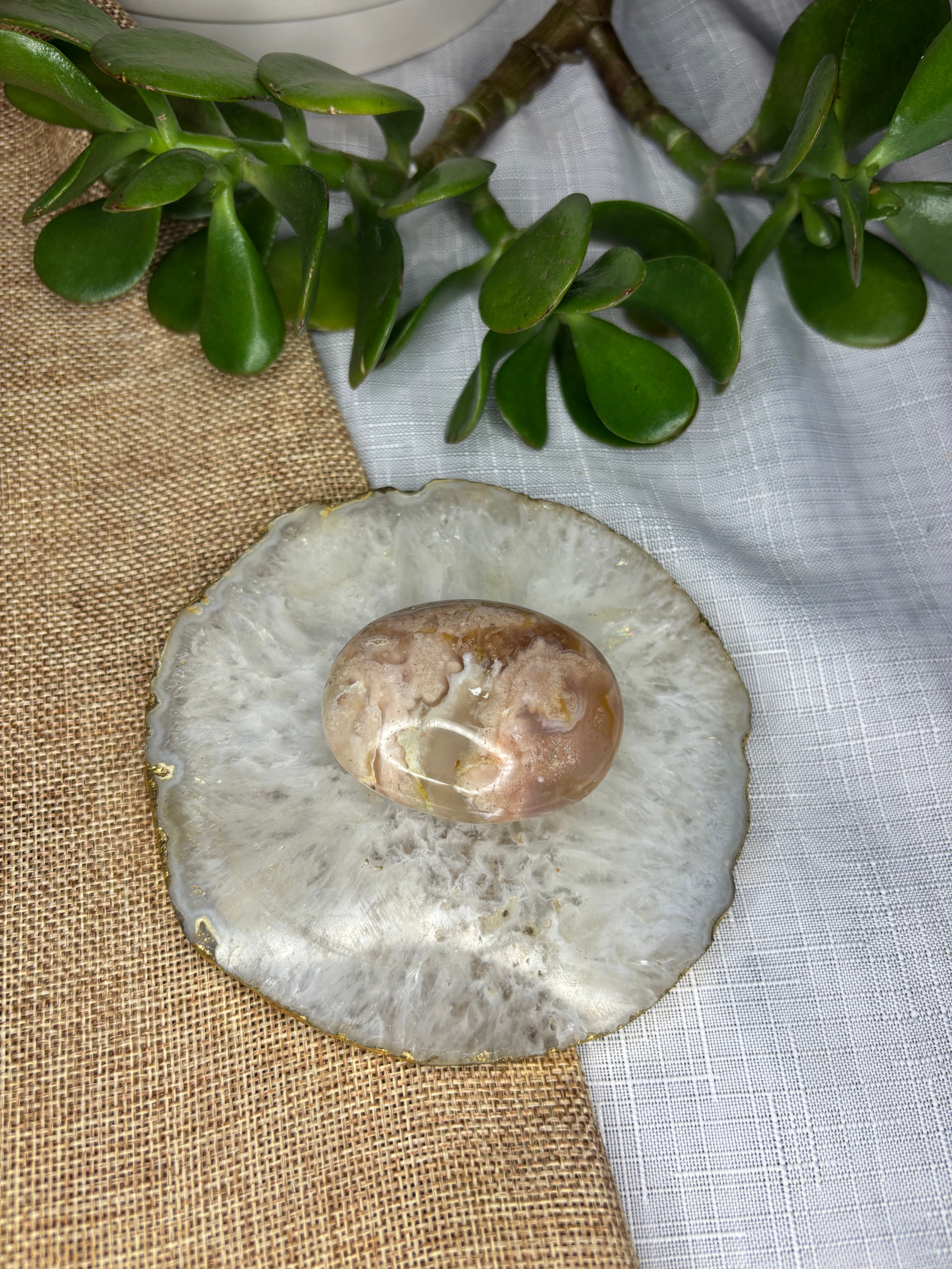 Flower Agate Palm Stone