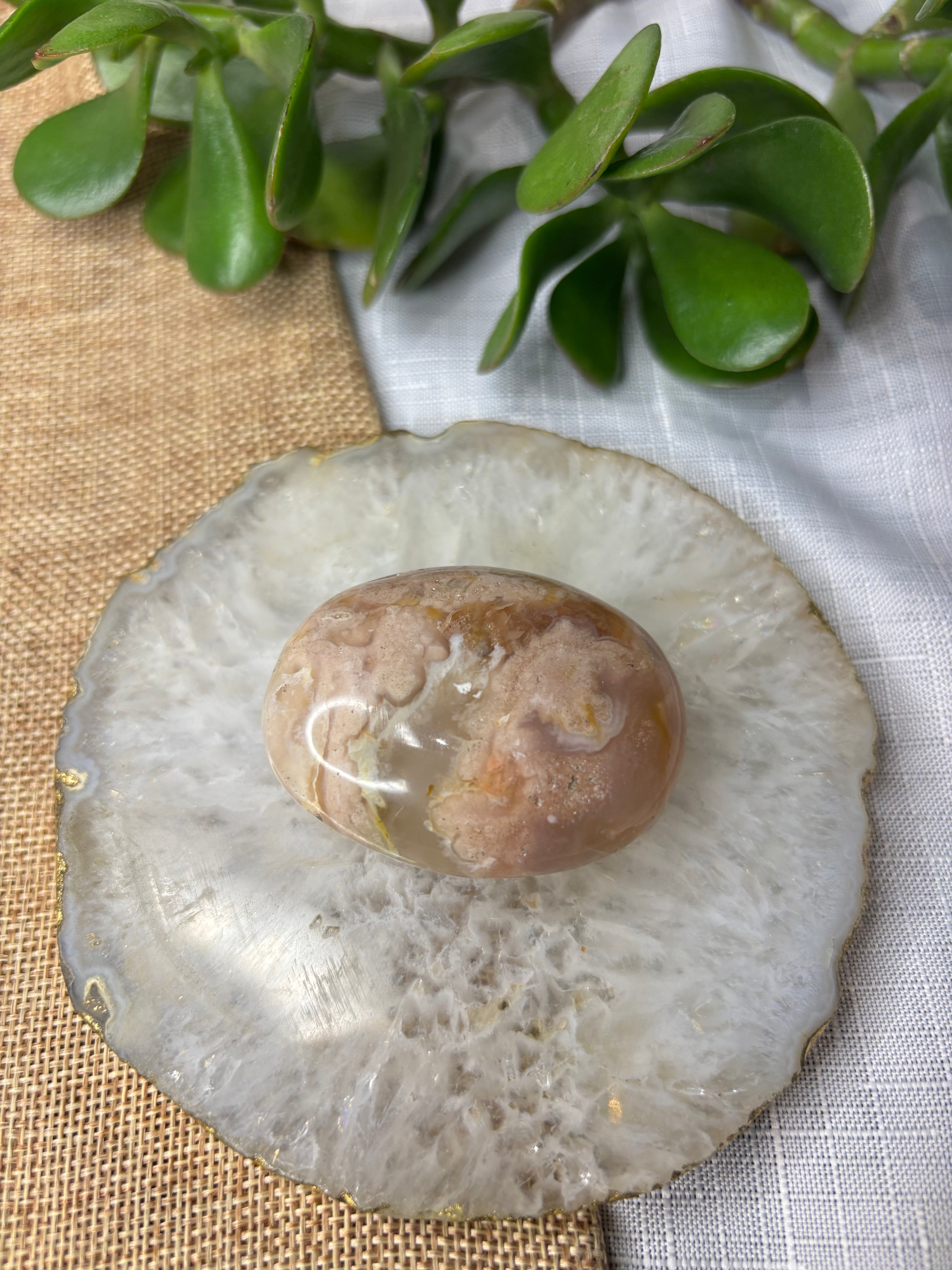 Flower Agate Palm Stone