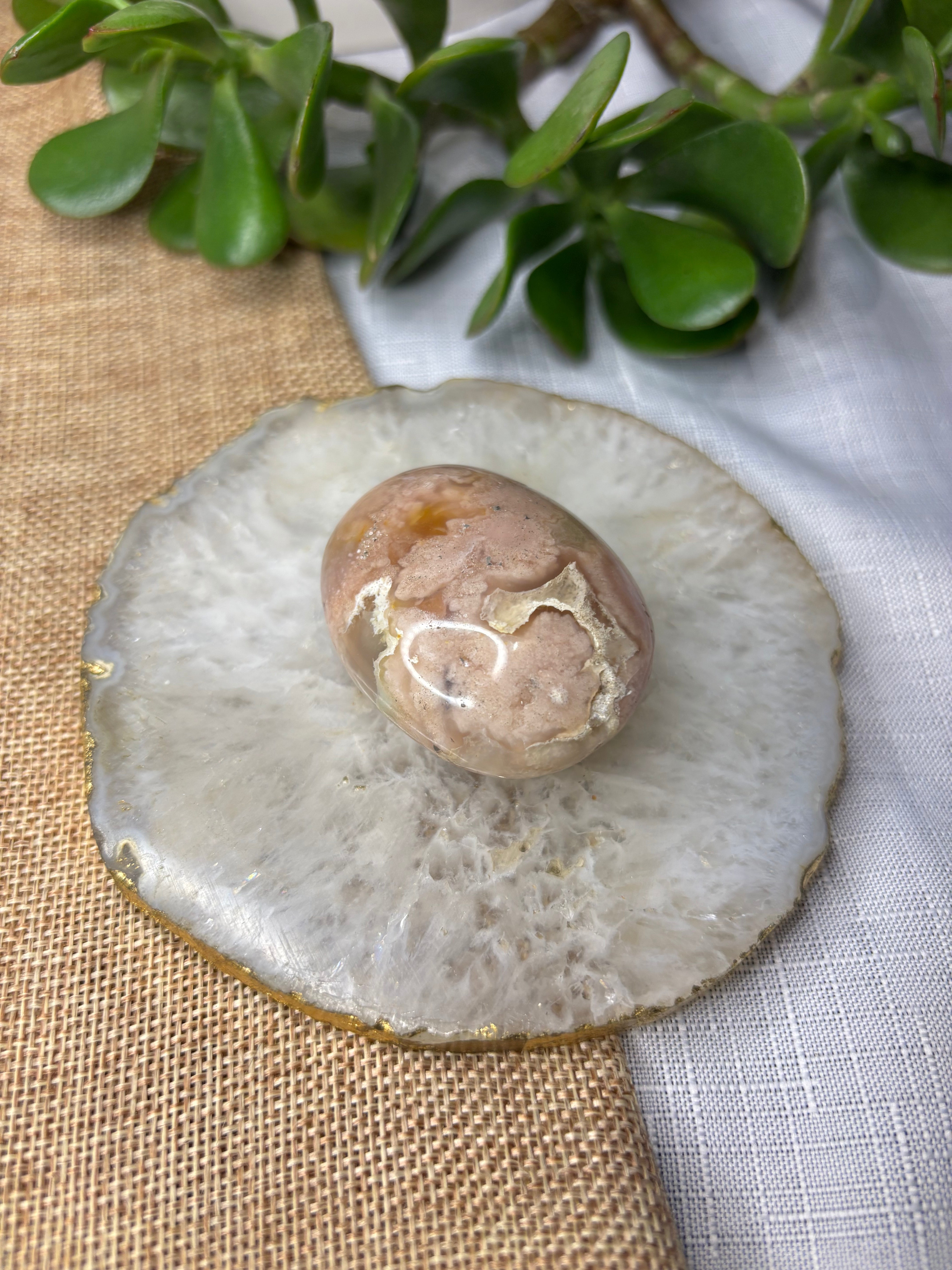 Flower Agate Palm Stone