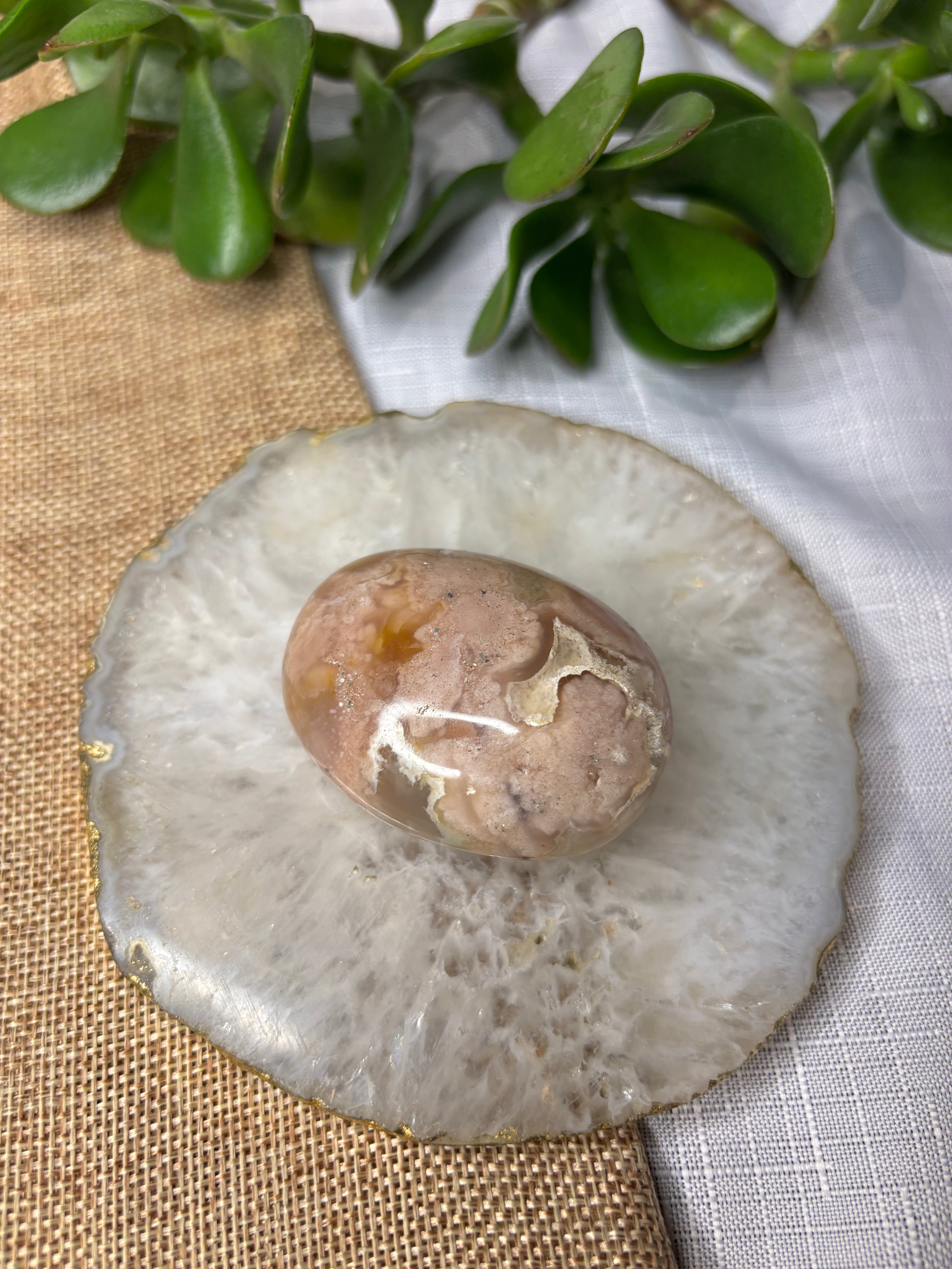 Flower Agate Palm Stone